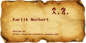 Karlik Norbert névjegykártya
