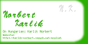 norbert karlik business card